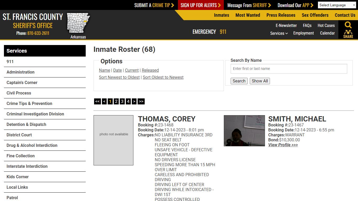 Inmate Roster (76) - St. Francis County Sheriff
