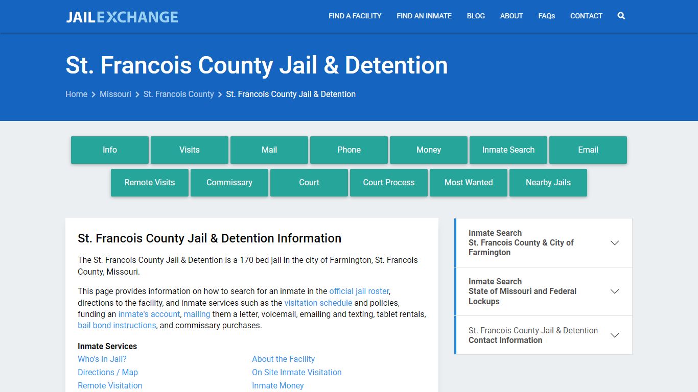 St. Francois County Jail & Detention, MO Inmate Search, Information