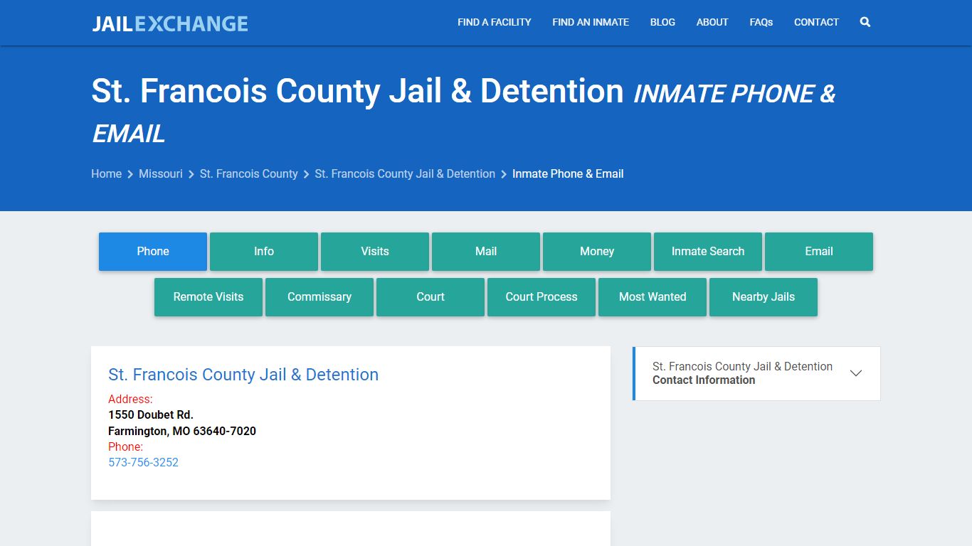 Inmate Phone - St. Francois County Jail & Detention, MO